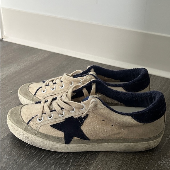  Beige and Navy Sneakers